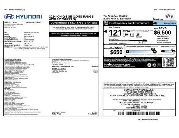 hyundai ioniq 6 2024 KMHM24AC6RA059410 image hyundai ioniq 6 2024 KMHM24AC6RA059410 image